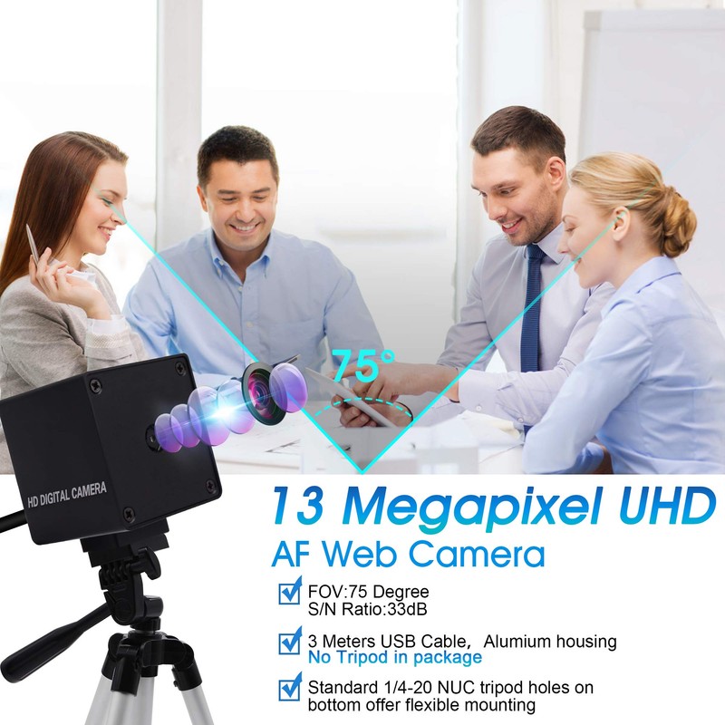 ELP USB13MAF-KV75 13 Megapixel Autofocus USB Camera with IMX214 Sensor,