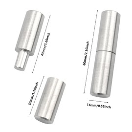 ZZHXSM 2PCS Stainless Steel Cylindrical Swivel 14x60mm Silver Welded Door Shaft Hinge Cabinet Door Hinge Stripped Door Shaft for Flatbed Door Trailer Door Glass Door Sliding Door