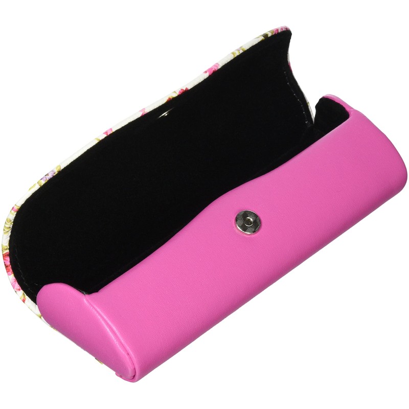 Nagoya Glasses Pastel Pink Compact Rose Pattern Stylish Semi-Hard Case