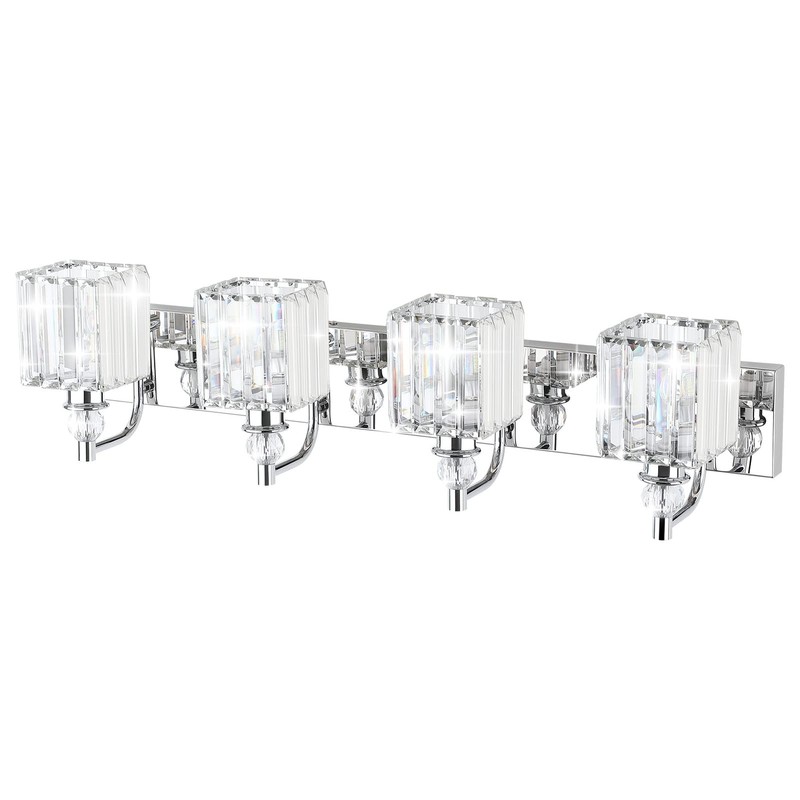 Ralbay Modern Crystal Vanity Light for Bathroom 4 Light 31.5''Chrome
