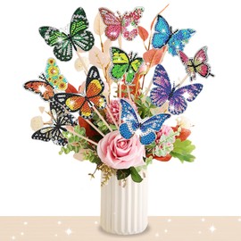 Coolon Pack of 10 Diamond Painting Butterfly Kits, Children and Adults Garden Decoration for Gardens and Indoors, Craft Ornaments Gift