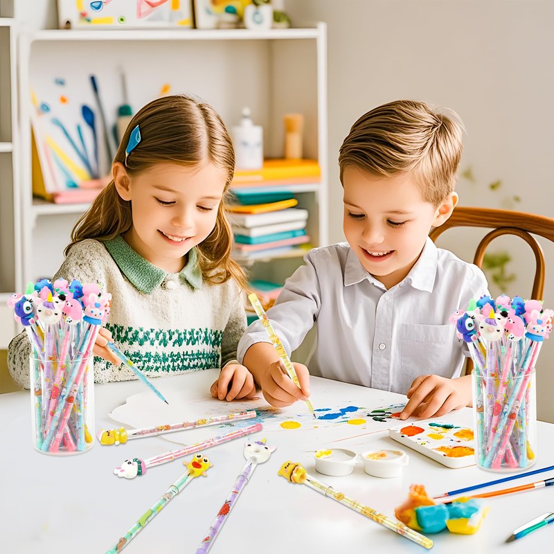 Ulema 48 PCs Cute Stackable Pencils For Students Stacking Cartoon