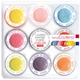 ScrapCooking - 9x Set of Food Colouring Powder - Blue, Yellow, Pink, Purple, Orange, Lemon Green, Red, Powder Pink, Black - Edible Colour Powder for Cakes, Cakes, Macaroons - 4270