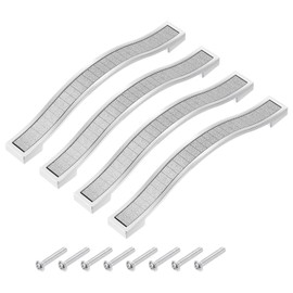 sourcing map Cabinet Pulls Drawer Handle 128mm Hole Centers Alloy Crystal Frosted Silver Tone 4Pcs