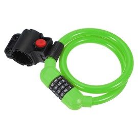 MECCANIXITY 2 Feet x 1/2 Inch Bike Lock Cable, 4 Digit Resettable Combination Security Cable Lock Self Coiling Cable Lock Bike Bicycle Lock Portable Lock with Clip Green Pack of 1
