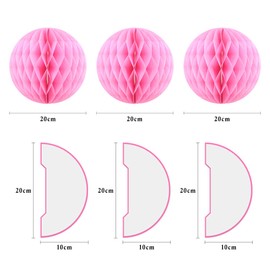 Binpeng Paper Fan for Decorations Paper Honeycomb Tissue Balls for Party Decoration Set of 3 Blue Paper Honeycomb Tissue Fans for Party Decoratio (3pcs pink honneycombs 8 inch)