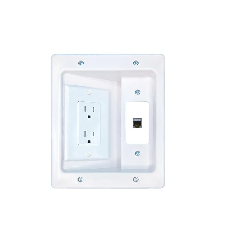 RiteAV CAT7 Recessed Wall Plate Cable Concealer Management Kit with