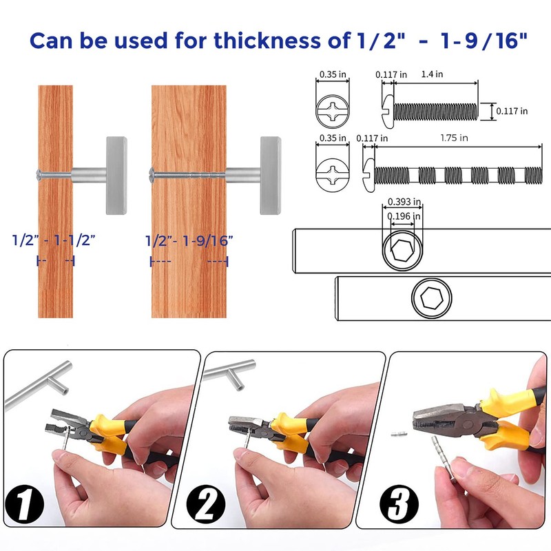 Ravinte 1 Piece Brushed Nickel T Bar Cabinet Knobs 2