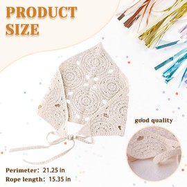 Hollow Floral Crochet Hair Bandanas Headband for Women Flower Knitted Headscarf Vintage Scarf HeadbandS for Girls White Lace Head Kerchief