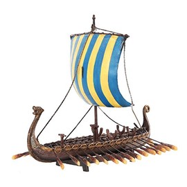 PTC 12.75 Inch Viking Warrior Replica Sailing Ship Resin Statue Figurine