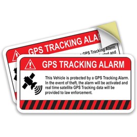 (Pack of 2) Premium GPS Tracking Sticker for car, Bike, Motorcycle Anti-Theft Stickers This Vehicle Protected by Warning Tracker Sticker Decal Self Adhesive Sign 4" x 2"