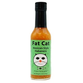 Mexican-Style Habanero Hot Sauce by Fat Cat Gourmet, 3 Pack, Preservative-Free, Gluten-Free, Medium-High Heat, 5 oz. glass bottle
