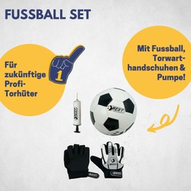 Best Sporting Set Football Goalkeeper Gloves + Pump I Football Accessories I Set Including Ball Pump + Football Gloves + Ball I High-Quality Football Set I Gloves Size 6 I Football Size 5