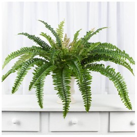 Factory Direct Craft UV Protected Artificial Boston Fern Plant Realistic Faux Greenery for Indoor and Outdoor Hanging Baskets and Everyday Arrangements