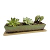 WISH HALLY WOOD 9.8inch green long rectangle Ceramic Succulent Planter