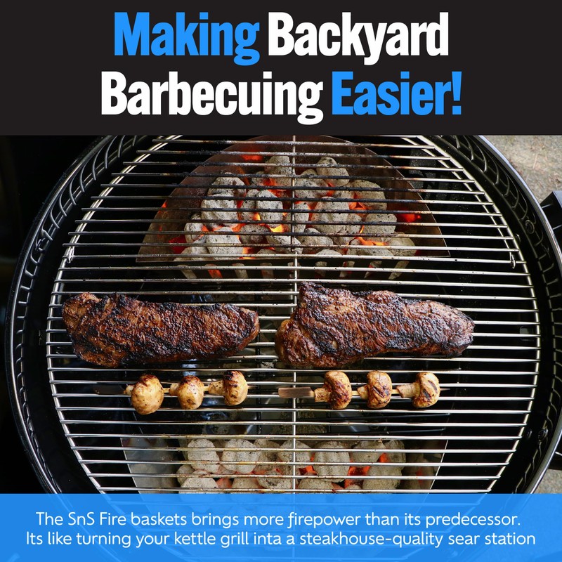 SnS Grills Slow ‘N Sear Charcoal Fire Baskets with Water