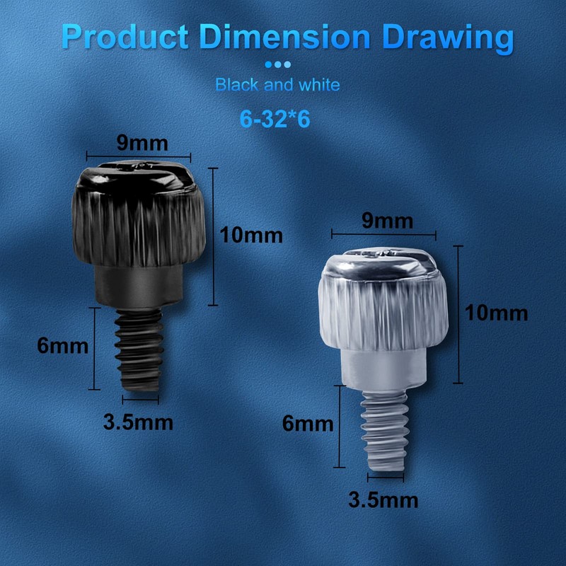 Zmbroll 40Pcs Computer Case Thumbscrews 6#-32x6 M3.5 Phillips Head Hard