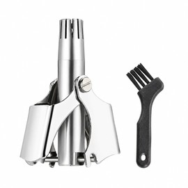 Manual Nose & Ear Hair Trimmer for Grooming – Stainless Steel Washable Design with Cleaning Brush for Travel