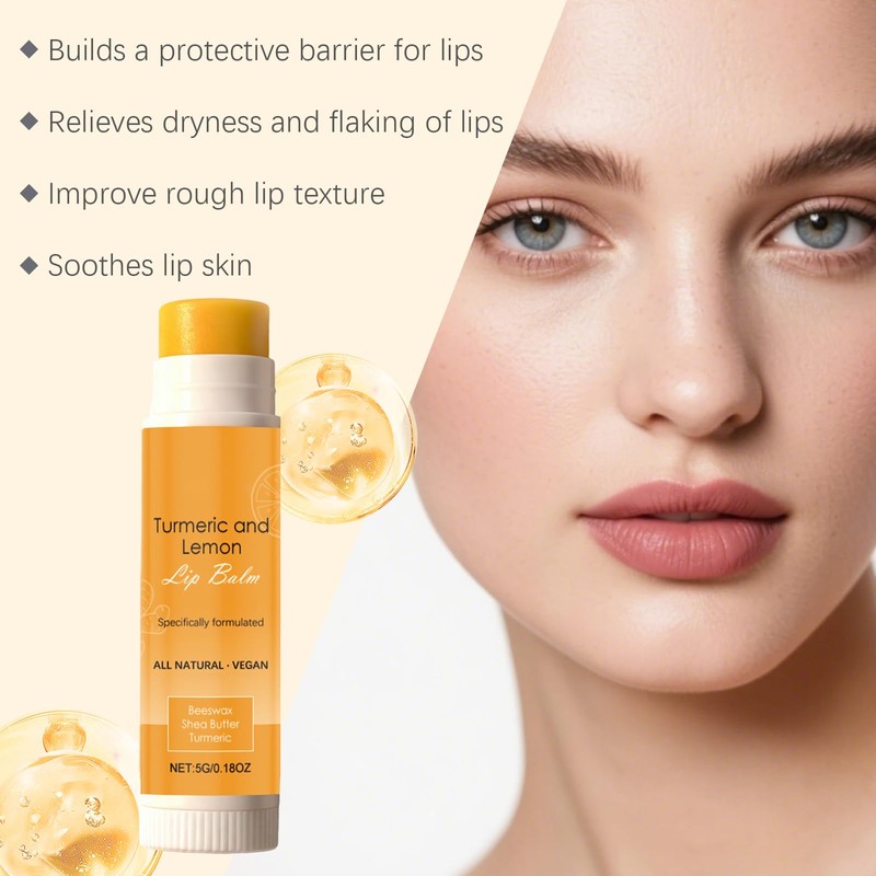 Lemon Turmeric Lip Balm - Lip Lightening for Dark Lips,
