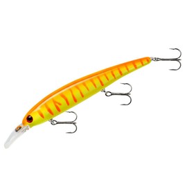 Band-It Walleye Shallow Minnow Jerkbait Fishing Lure, Fishing Accessories, Dives ro 12-feet Deep, Red Fire Tiger, 4.5 Inch, 5/8 Ounce, (BDTWBS127)