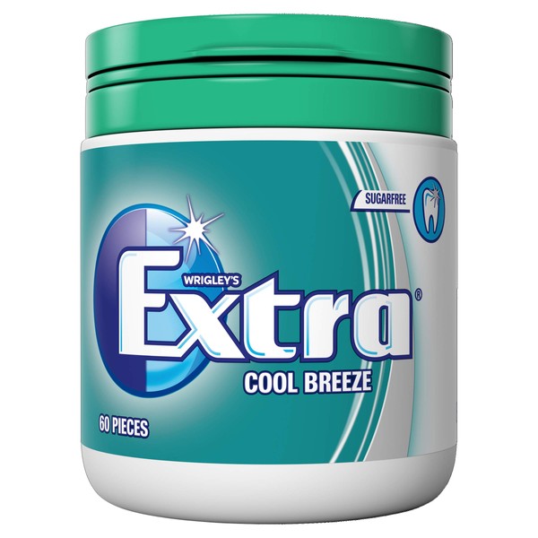 Extra Chewing Gum Bottle Sugar Free, Cool Breeze Flavour, 60 Pieces