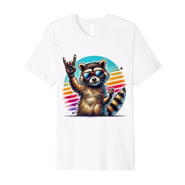Raccoon Sunglasses Rock'n'Roll Retro Cool Animal Style Premium T-Shirt