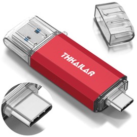 Thkailar USB Stick 512GB USB C Flash Drive 3.1 External Storage Data 2 in 1 USB Connection Port USB and USB C Compatible with PC/Android Phone/Laptop/Tablet(Red)