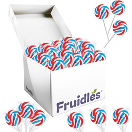 Round Patriotic Lollipop, USA Red, Blue, & White Mixed Fruit Flavor, Individually Wrapped, 1.5" Inch (15 gram) Sucker (48-Pack)