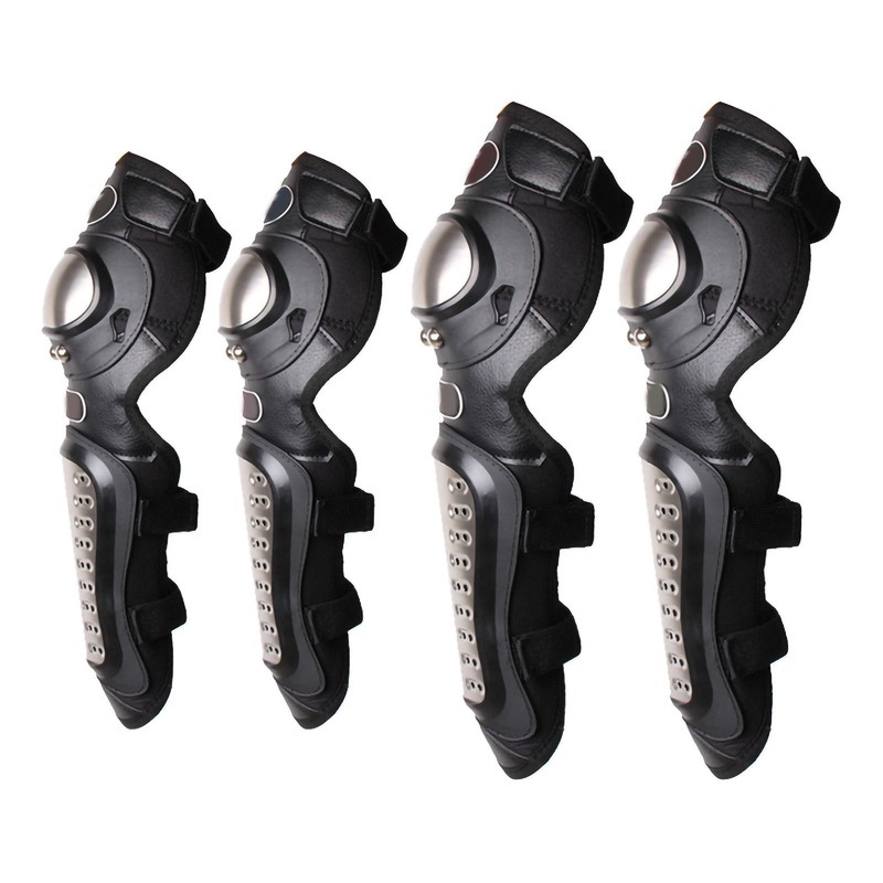 Motorcycle Protective Gear Set Stainless Steel Knee Pads Elbow Guards