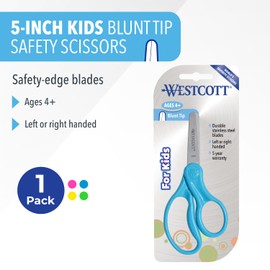 Westcott 13130 Right- and Left-Handed Scissors, Kids' Scissors, Back to School, Classroom Supplies, Ages 4-8, 5-Inch Blunt Tip, Assorted