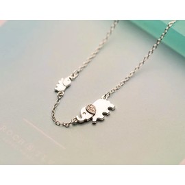 Iszie 925 Sterling Silver Little Baby Elephant With Cubic Zirconia Girls Women's Necklace