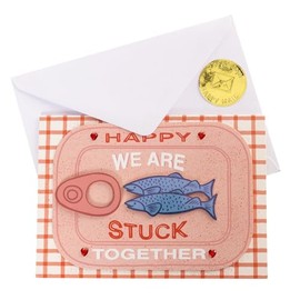 Graphique Handmade Valentine’s Card, Stuck Together Sardines, Romantic, Love and Cute Greeting, Wife Girlfriend, Husband Boyfriend, Her Him Kid, 5” x 7”