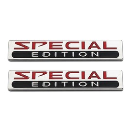 uwwwing 2Pcs Chrome Metal Car Special Edition Logo Rear Trunk Sport Emblem Racing SUV Coupe Sticker 3D Decal (Silver&Red&Black)