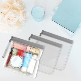 3Pcs Clear Travel Toiletry Bags 20 * 20cm Clear Bags TSA Approved Liquid Bags Leak Proof Travel Bag Carry On Airport Airline Compliant Bag Portable Waterproof Makeup Bags Airport Security (Grey)