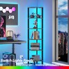 TUTOTAK Corner Shelf with LED Light, 6-Tier Corner Bookshelf for