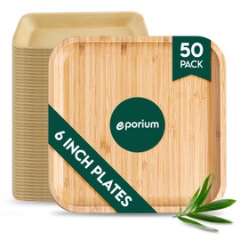 6 Inch Square Palm Leaf Plates (50-Pack) I Compostable Disposable Dinnerware | Premium Quality I Eco-Friendly Plates Sustainable Heavy Duty like Bamboo Plates I Disposable Plates for Party