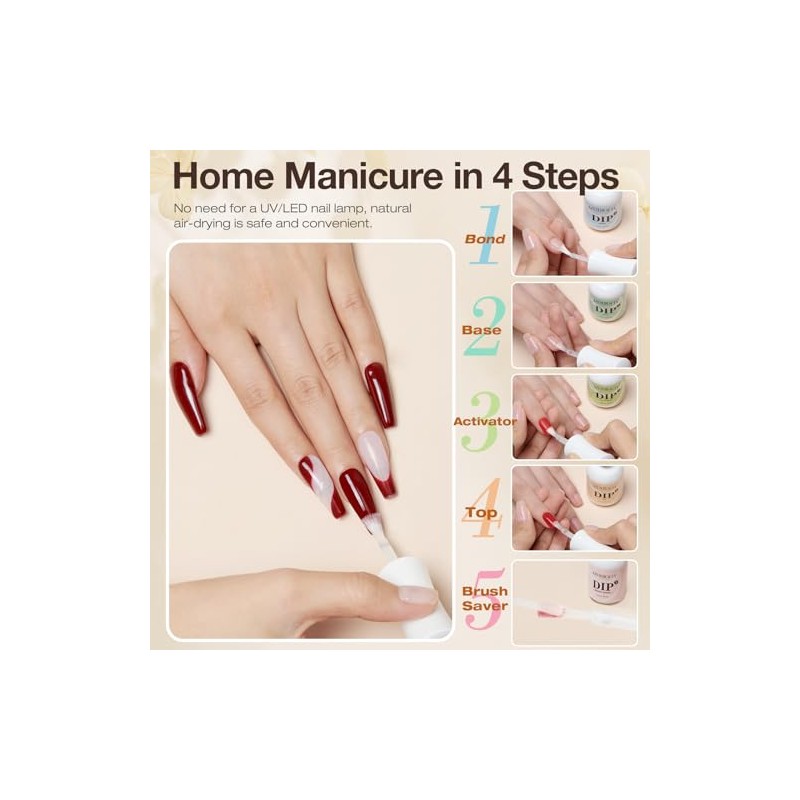AZUREBEAUTY Dip Powder Gel Líquido de 5 piezas con bon,
