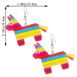 QUSIJIA Colorful Fiesta Drop Earrings Fiesta Party Sombrero Dangle Earrings For Women (horse)