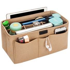 Ropch Felt Handbag Organiser, Bag Organiser Insert Handbag Purse Organiser Bag in Bag Handbag Liner Tote Organiser Bag Pouch, Beige/M