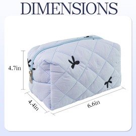 AMZMA Quilted Makeup Pouch,Cotton Puffy Makeup Bag, Coquette Cosmetic Bag for Women and Girls, Aesthetic Organizer Bag, Cute Flower Travel Toiletry Bag