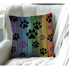 Swono Rustic Rainbow Woodgrain Black and Purple Dog Paw Cotton