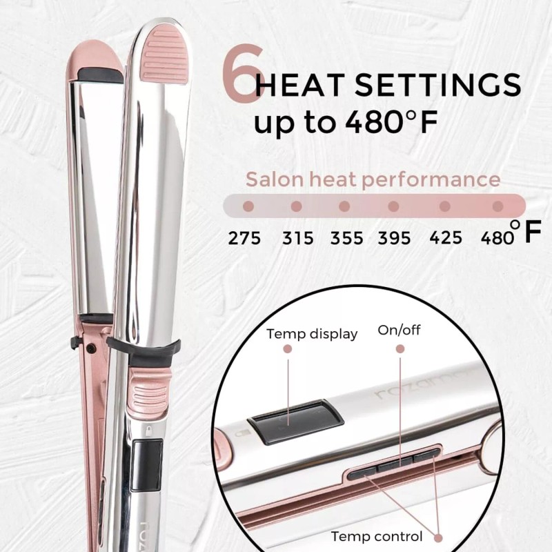 Rozamor Professional Flat Iron Hair Straightener, Titanium Ionic Hair Straightening,