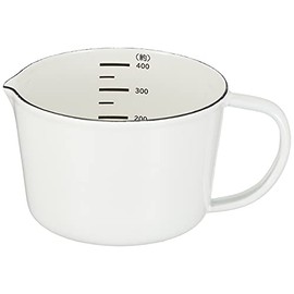 Pearl Metal HB-4434 Measuring Cup, White, 13.5 fl oz (400 ml), Enameled Measuring Cup, Black Kitchen