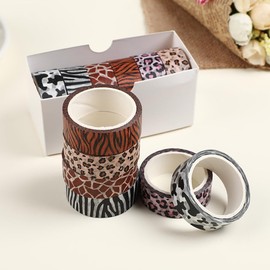 UUYYEO 6 Rolls Animal Print Washi Tape Leopard Cheetah Cows Zebra Masking Tape Decorative Paper Tapes Adhesive Stickers for Scrapbooking Planner Notebooks