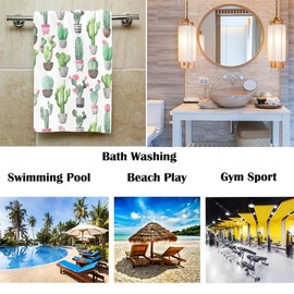 Pfrewn Exotic Cactus Succulents Flowers Hand Towels Small Bathroom Towel Ultra Soft Highly Absorbent Multipurpose Thin Towels for Hand Face Home Decor, 16x30 in