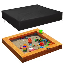 Waterproof Sandpit Cover, 150 x 150 x 20 cm, Dustproof Sandpit Cover, Tarpaulin with Drawstring, Toy Tarpaulin for Pool, Patio, Garden (Black)