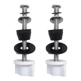 2-Sets Universal Toilet Seat Hinge Bolts Kit, Heavy Duty Toilet Bolts, Stainless and Rubber Washers Gaskets with Extra Long Nut White Plastic Down Lock Screw by YTXXDEUS for Fastening - Silver