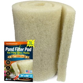 Aquatic Experts Cream COARSE Pond Filter Pad - 2 inch Thick - Bulk Roll Water Garden Filter Pond Media - Made in USA, (2 inch by 24 inch by 56 inch)