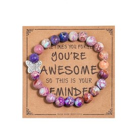 Inspirational Bracelets for Women Natural Stone Healing Relaxation Chakra Bracelet for Graduation Birthday Christmas Mothers day Valentines Thanksgiving Gifts for Her Mom Best Friend Sister-Inperial Jasper