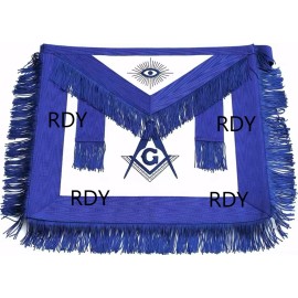 Handcrafted 100% Lambskin Masonic Master Mason Blue Lodge Apron with Blue Fringe
